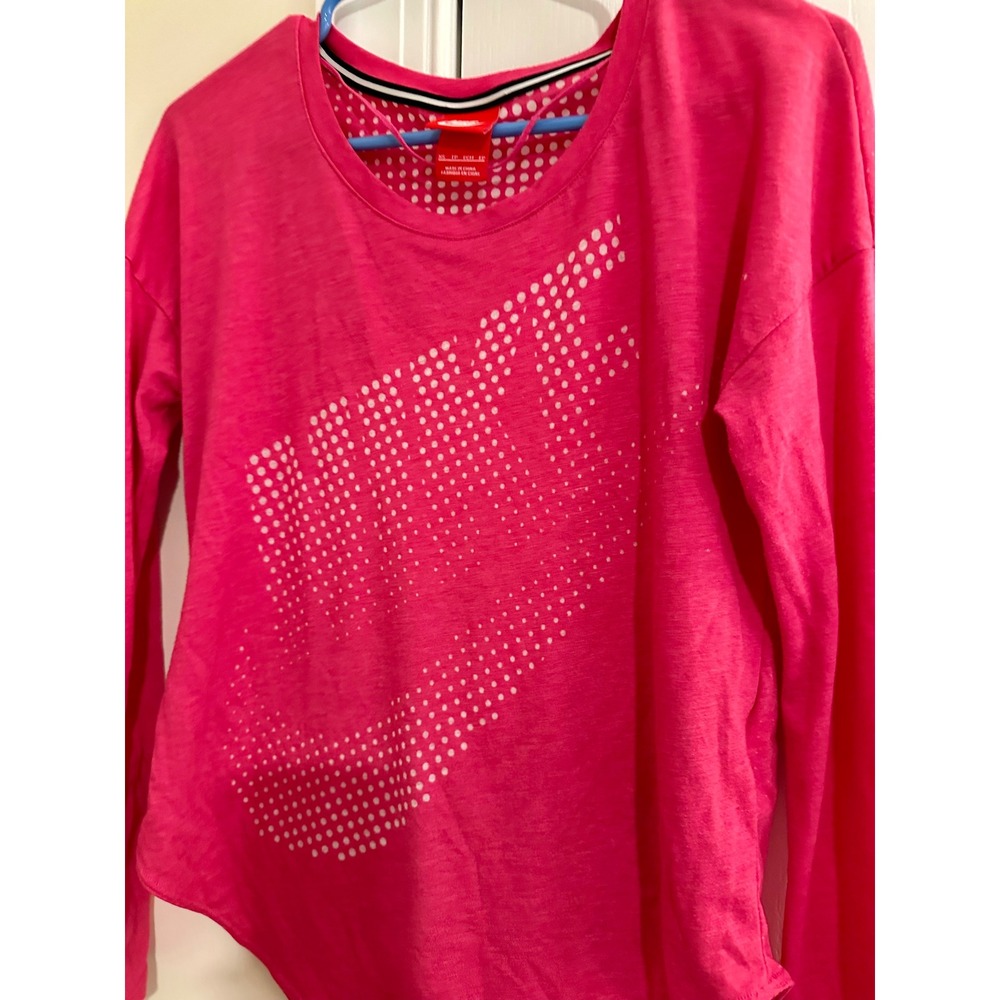 Nike Signal Long Sleeve‎ Dotted Swoosh Mesh Back Pink Shirt 642753-612 Womens XS